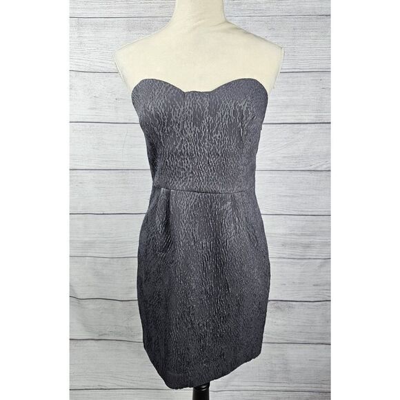BCBGeneration Textured Pleat Back Strapless Mini Dress Grey Size 4 - Picture 1 of 10
